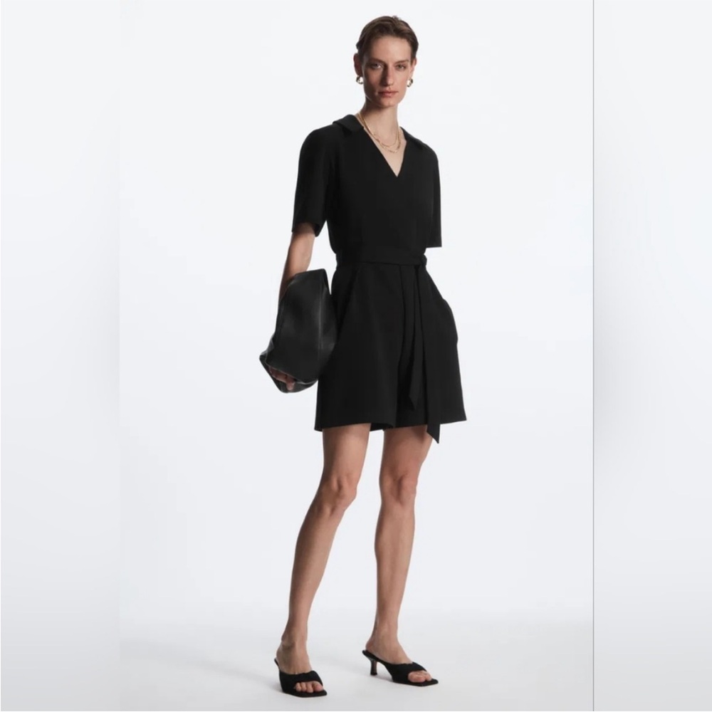 COS Black Romper with Collar and Belt